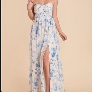 NWT Birdy Grey Grace Convertible Dress Blue Rococo Floral Medium Bridesmaid